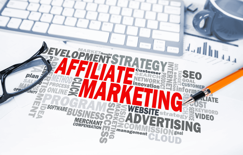 affiliate marketing and keyboard