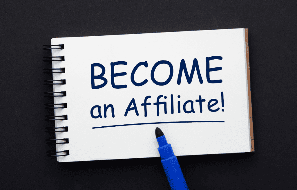 paper with the words Become and Affiliate