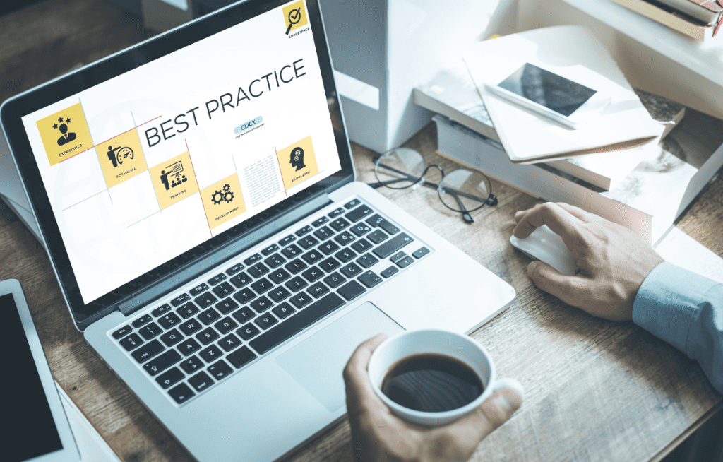 laptop with Best Practices on the screen