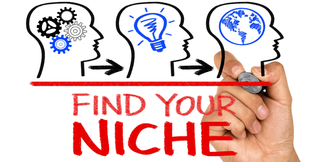 three heads with the title find your niche